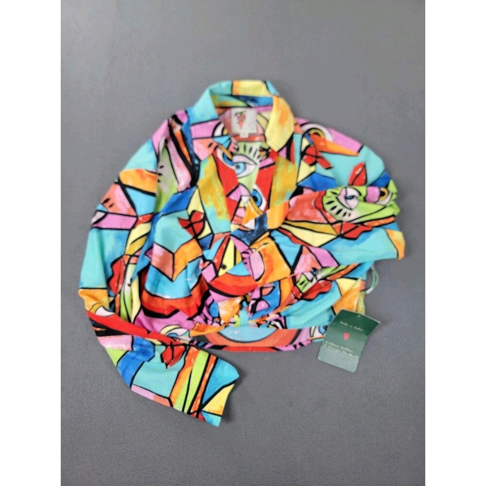 Live 4 Truth Shirt Womens Medium Abstract Art Button Down Crop‎ Picasso Eye